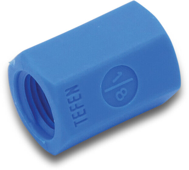 Tefen Socket PA glass fibre reinforced 1/4" female thread 14bar blue